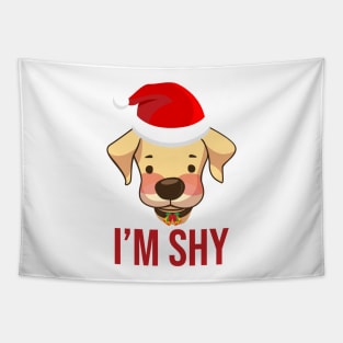 Shy Christmas Dog Tapestry