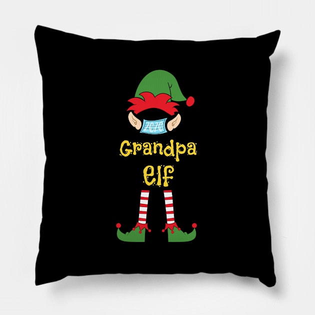 2020 Masked Christmas Elf Family Group Matching Shirts -  Grandpa Pillow by Funkrafstik