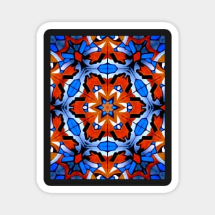 Hexagon Blue Red-Orange Mosaic Symbol Magnet