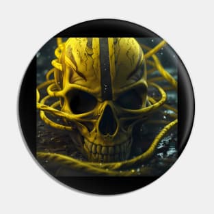 Yellow Alien Skull Pin