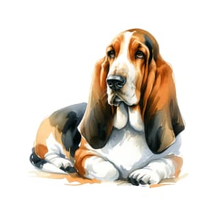 Basset Hound Watercolor Painting - Beautiful Dog T-Shirt