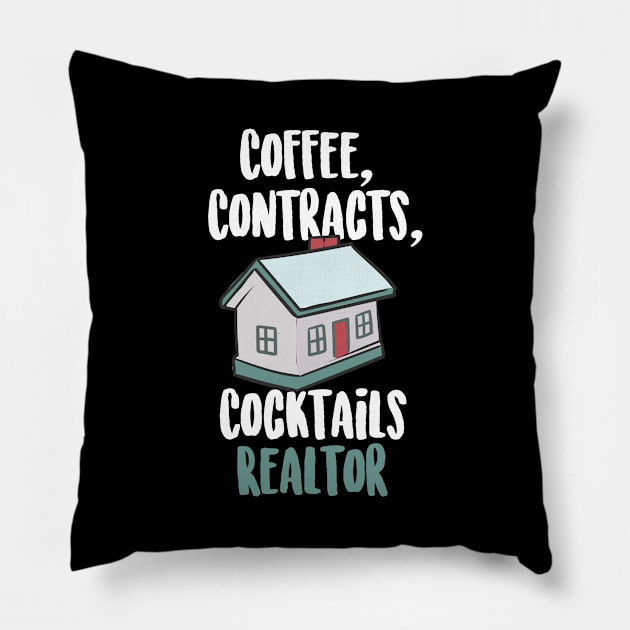 Coffee Contracts Cocktails Realtor Pillow by maxcode