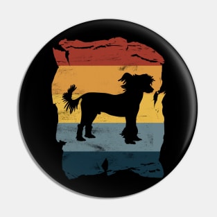 Chinese Crested Distressed Vintage Retro Silhouette Pin