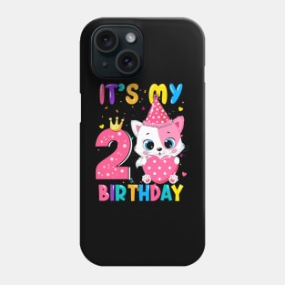 Kids Its My 2nd Birthday Shirt Girl Kitty Theme Party Phone Case