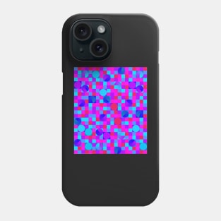 Pink and Blue checkerboard with circles Phone Case