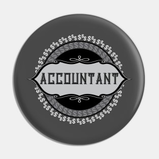 Accountant White Dollar Signs Emblem Pin