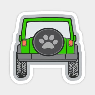 Lime Green Jeep with Paw Print Cover Magnet