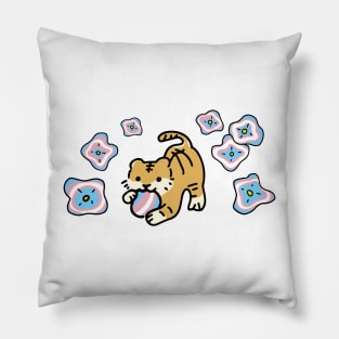 Tiger Pride Flag (Transgender) with Cute Flower Rainbow Drop | Transgender Day of Visibility Pillow