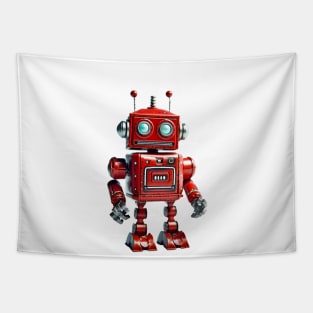 Robotic Retro Cute Red Kid's Toy - 3D Character Design Tapestry