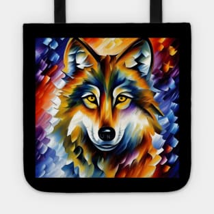 Neo-Impressionistic Wolf Face Tote