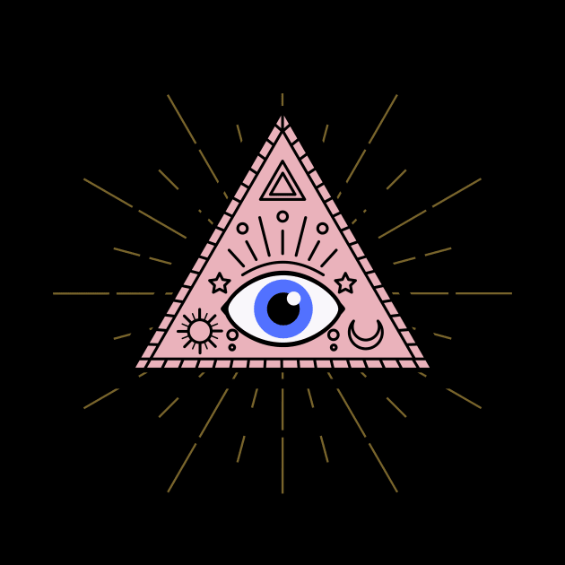 All Seeing eye - Pink with Blue eye by Just In Tee Shirts