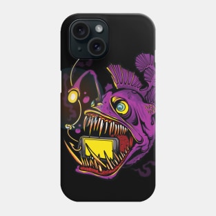 fish monster eat handphone illustration Phone Case