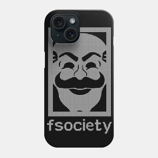 Mr Robot Fsociety Christmas Knit Pattern Phone Case by Bevatron