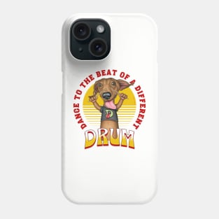 Fun Doxie Dog playing the drums on Dachshund with Drum Sticks tee Phone Case