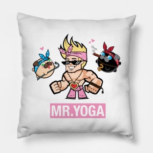 Mr. Yoga and the Pugs Spiritual Gangsta Pillow