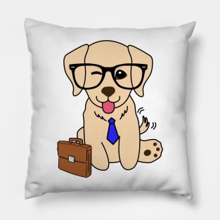 Funny golden retriever is on the way to work Pillow