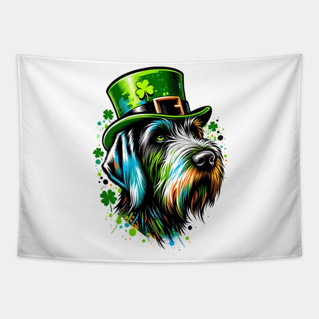 German Wirehaired Pointer Celebrates St. Patrick's Day Tapestry by ArtRUs