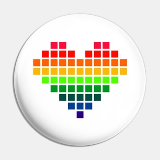 Rainbow Pixel Heart Pin