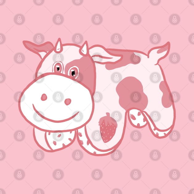 Strawberry Cow by RoserinArt