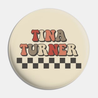 Tina Turner Checkered Retro Groovy Style Pin