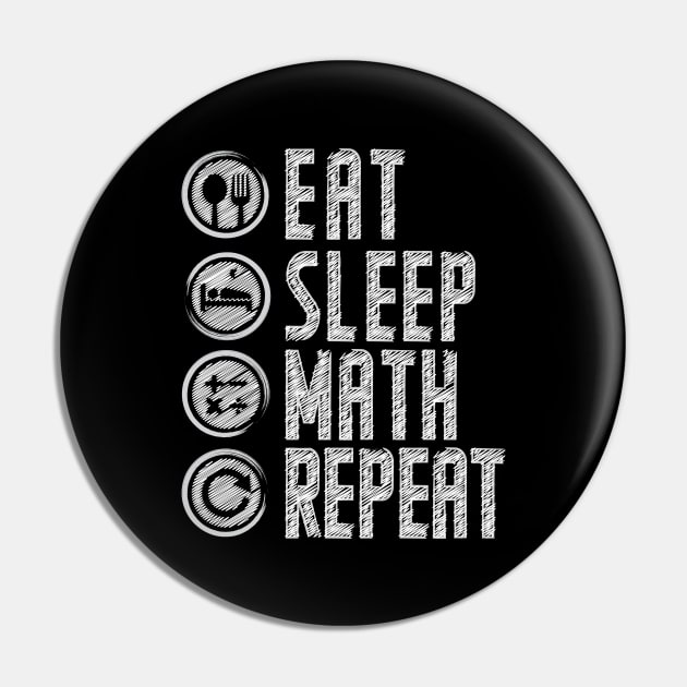 'Eat Sleep Math Repeat' Teacher's Day Gift Pin by ourwackyhome