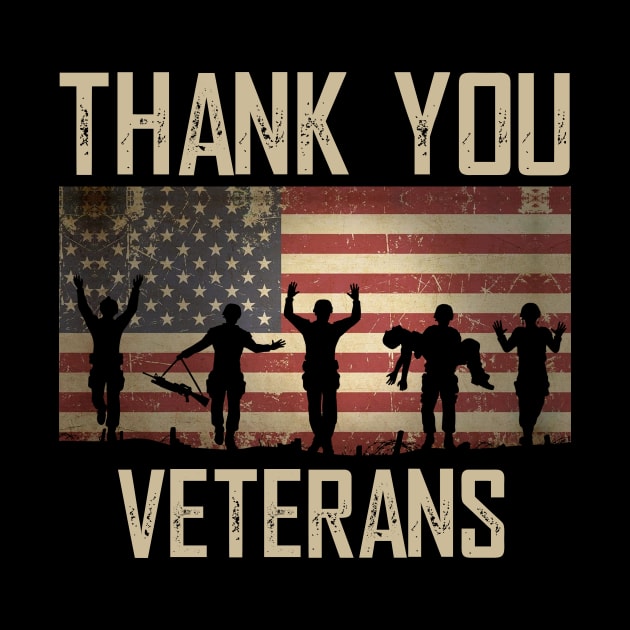Thank you Veterans- Proud Veteran With American Flag by tranhuyen32