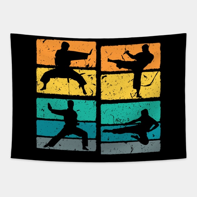 Vintage Martial Arts Karate Fighter Taekwondo Retro Tapestry by Humbas Fun Shirts