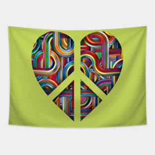 Colorful Abstract Heart-Peace Symbol Tapestry