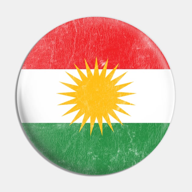 Kurdistan / Faded Vintage-Style Flag Design Pin by DankFutura