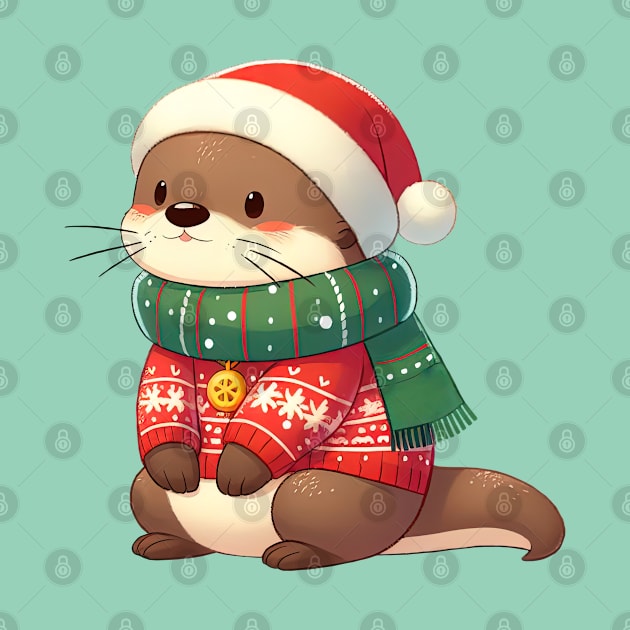 Adorable Christmas Otter by Takeda_Art