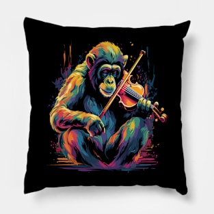 Chimpanzee Playing Violin Pillow