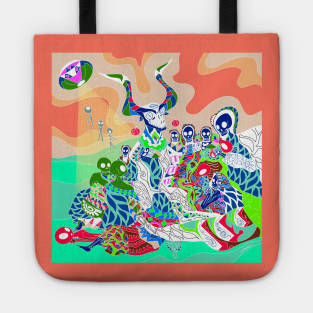 the coven of the goya painting art with alien remix ecopop Tote