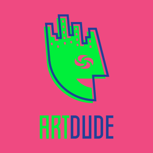 YourArtDude Logo In Lime And Blue T-Shirt