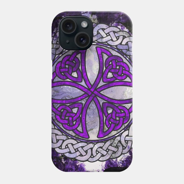 Purple Celtic Shield Knot on Marble Phone Case by Leroy Binks