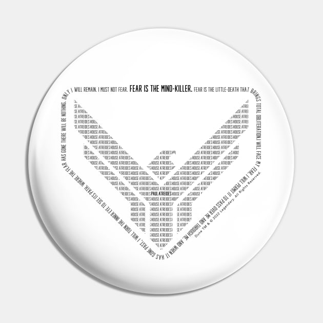 DUNE 2022 - HOUSE ATREIDES - FEAR LITANY - BADGE WORD ART white Pin by kooldsignsflix@gmail.com