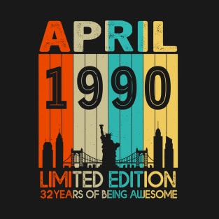 Vintage April 1990 Limited Edition 32 Years Of Being Awesome T-Shirt