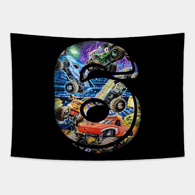 Kids 6 Year Old Monster Truck Six Years Old Tapestry by Sort of Vintage