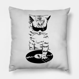 DJ kitty scratch Pillow