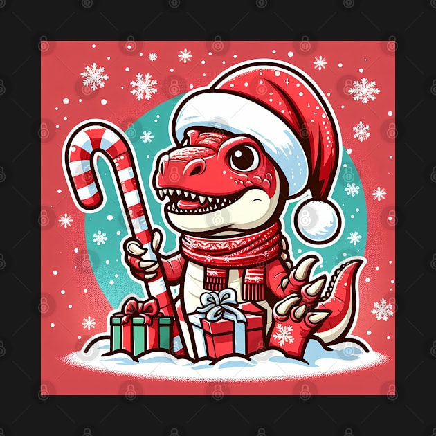 Red Christmas T-Rex by Sketchy