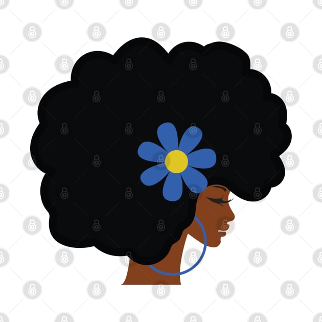 Big Curly Afro With Flower by blackartmattersshop