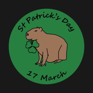 Capybara and Shamrock St Patricks Day T-Shirt