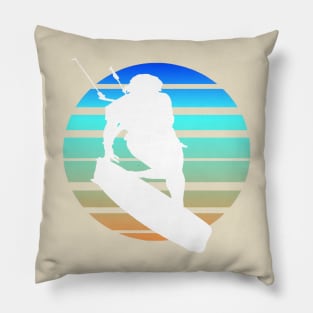 Kitesurfing Female Rider Silhouette Retro Sunset Pillow