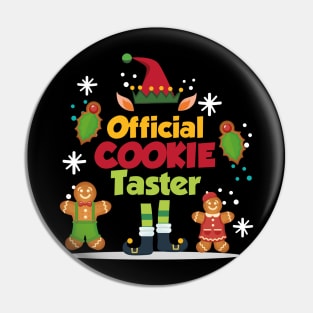 Official Christmas Cookie Taster Gingerbread Xmas Elf Pin