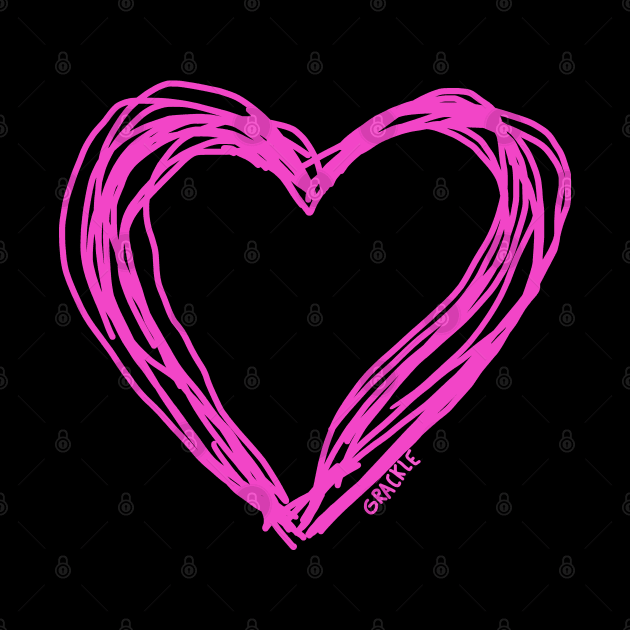 Pink Scribbly Heart by Jan Grackle