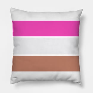 Three Classic Stripes - Pink and Coffee with Cream Pillow