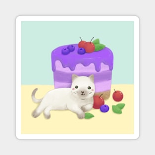 Cute Cat and Dessert Illustration Art Magnet