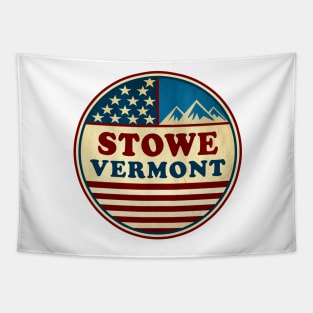 Stowe Vermont Skiing Mountains Stars And Stripes Ski VT Tapestry