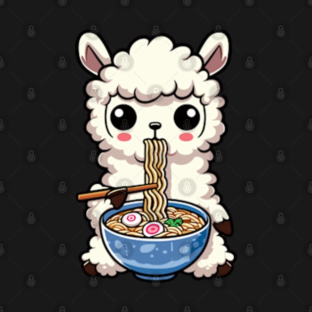 Llama Eating Ramen Soup by Dyfrnt