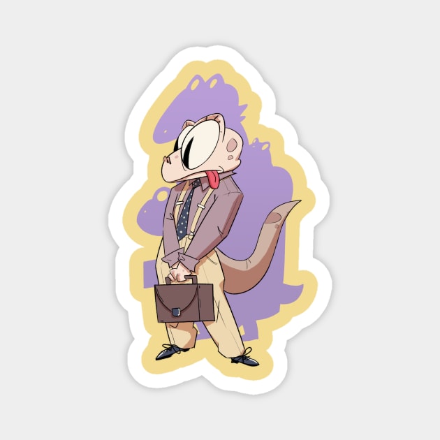 Gecko Businessman ready to work Magnet by sythelum