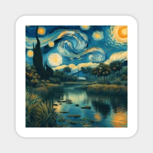 Everglades, Florida, USA, in the style of Vincent van Gogh's Starry Night Magnet